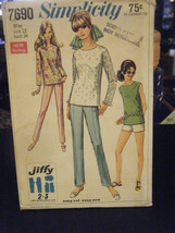 Simplicity 7690 Misses Jiffy Overblouse w/Pants in 2 Lengths Pattern - Size 12 - $10.21