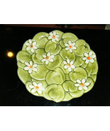 Vintage 1960&#39;s Inarco Green Apple &amp; Daisy Covered Relish Candy Nut Dish - £15.18 GBP