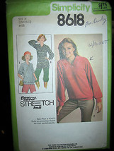 Vintage Simplicity #8618 Misses Pullover Tops Pattern - Sizes 8/10/12 - $5.26