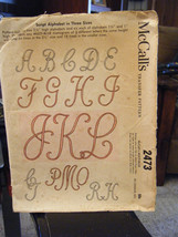 Vintage McCalls 2473 Script Alphabet in 3 Sizes Pattern For Transfer - £8.97 GBP