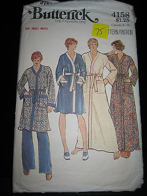 Vintage Butterick #4158 Men's Robe Pattern - Size Small (34-36 Chest) - $9.00