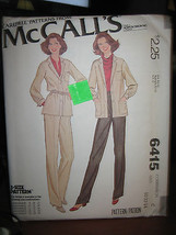 Vintage McCall&#39;s 6415 Misses Unlined Shirt Jacket &amp; Pants Pattern-Sizes 10/12.14 - $10.73