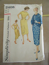 Vintage 1950&#39;s Simplicity 2408 Misses Dress &amp; Jacket Pattern - Size 13 B... - £16.28 GBP