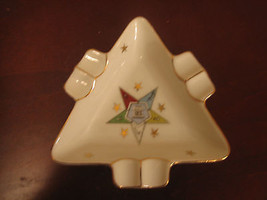 Vintage Lefton China Handpainted Order of the Eastern Star Triangle Ashtray - $19.14
