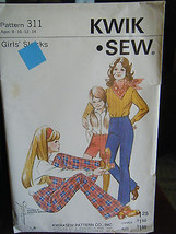 Vintage Kwik Sew 311 Girl's Slacks or Pants & Shorts Pattern - Sizes 8/10/12/14 - $7.55
