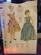 Vintage 1950&#39;s Simplicity 3531 Girl&#39;s Dress Pattern - Size 14 Chest 32 - £13.72 GBP