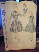 Vintage 1950&#39;s Simplicity 3665 Girl&#39;s Dress Pattern - Size 14 Bust 32 - $13.35