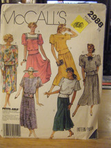 Vintage McCall's 2988 Misses Top, Skirt & Bow Tie Pattern - Size 14 Bust 36 - £7.05 GBP