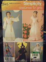 Simplicity 2845 Girl&#39;s Angel Princess Gypsy Witch Colonial Costume Pattern 2-12 - $9.26