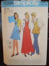 Simplicity 7098 Misses Bib Apron Jumper in 2 Lengths or Top Pattern - Si... - £8.95 GBP