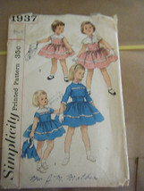 Vintage 1950&#39;s Simplicity 1937 Girl&#39;s Dress, Cape &amp; Jacket Pattern - Size 5 - £15.98 GBP