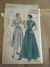 Vintage 1940&#39;s Vogue 6798 Misses Housecoat Pattern - Size 14 Bust 32 Hip 35 - £13.64 GBP