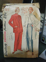 Vintage 1940s Simplicity 3354 Misses Pajamas Pattern -Size 12 Bust 30 - £9.35 GBP