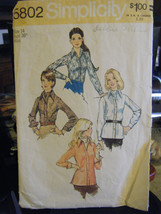 Vintage Simplicity 5802 Misses Shirt & Ascot Tie Pattern - Size 14 Bust 36 - $7.50