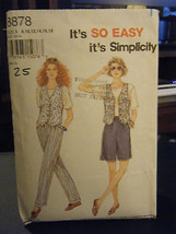 Vintage Simplicity 8878 Misses Pants, Shorts, Lined Vest Pattern - Size 8 - £3.93 GBP