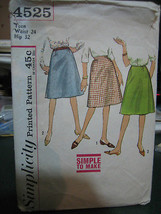 Simplicity 4525 Teen Size Skirt Pattern - Waist 24 Hip 32 - $8.01