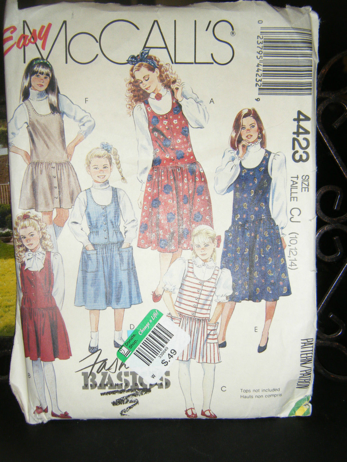 Primary image for McCall's 4423 Girl's Dropped Waist Jumper Pattern - Size 10/12/14