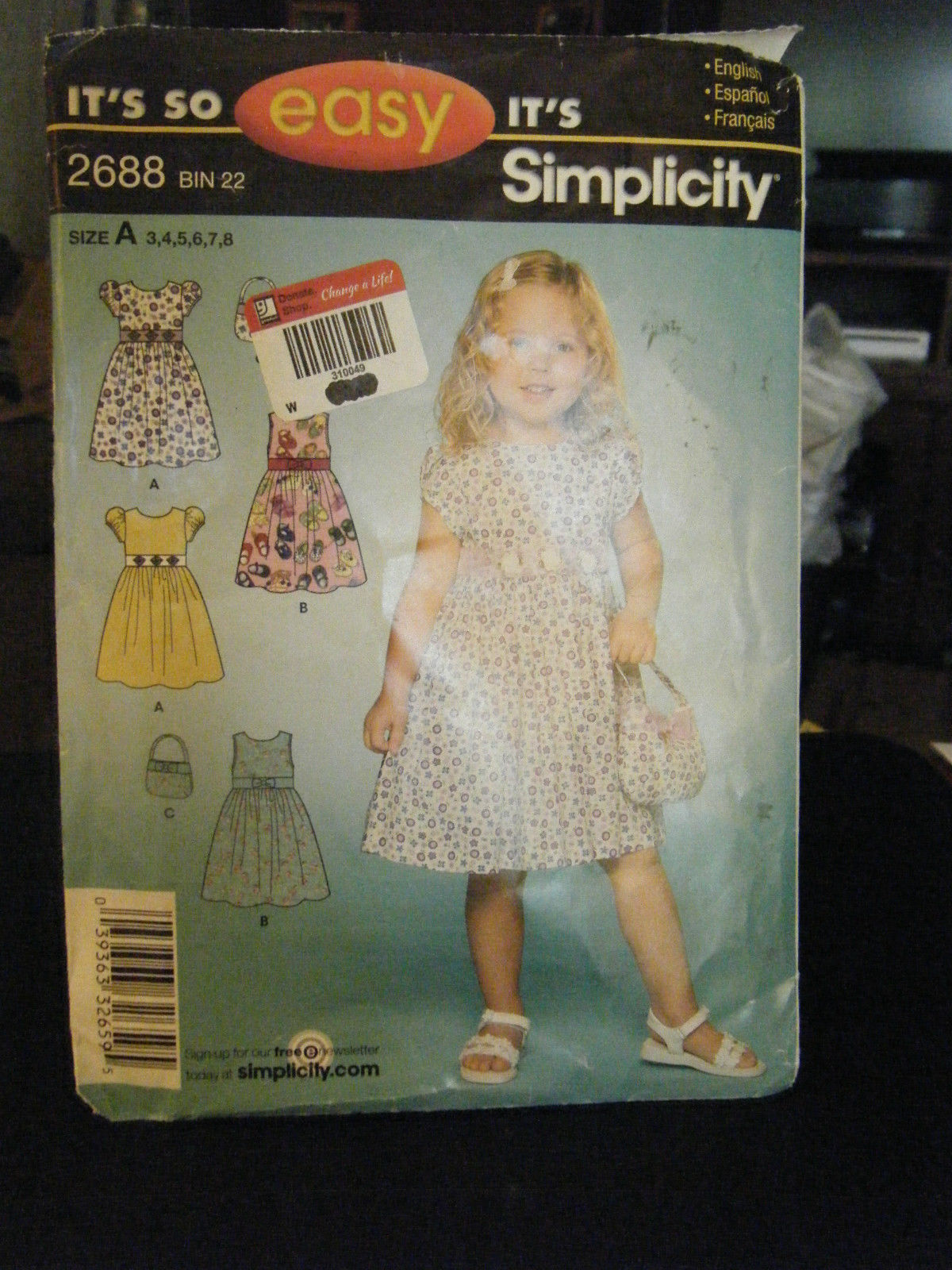Simplicity 2688 Girl's Dress & Purse Pattern - Size 3/4/5/6 - $9.26
