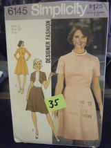 Simplicity Designer Fashion 6145 Misses Dress Pattern - Size 14 Bust 36 - $8.41