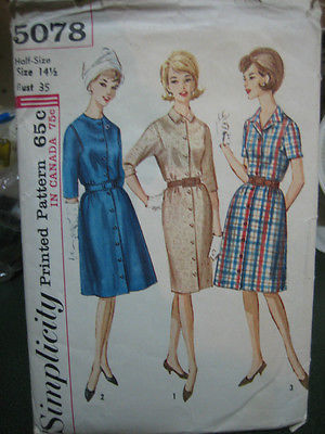 Simplicity 5078 Half Size Dress With 2 Different Skirts Pattern - Size 14 1/2 - £8.53 GBP