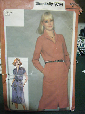 Vintage Simplicity 9724 Misses Pullover Dress Pattern - Size 14 - £6.55 GBP