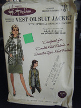 Vintage Hi-Fashion 6123 Misses Suit Jacket &amp; Vest Pattern - Size 6-18 &amp; 38 - £7.71 GBP