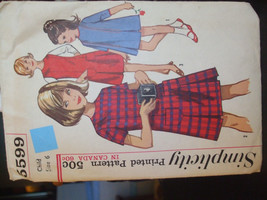 Simplicity 5599 Girl&#39;s Dress or Jumper Pattern - Size 6 Chest 24 - $12.96