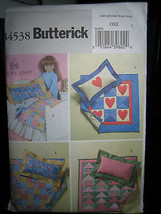 Vintage Butterick #B4538 18&quot; Doll Bed &amp; Quilts Pattern - $7.69