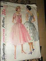 Vintage 1950&#39;s Simplicity 1618 Misses Dresses Pattern - Size 12 Bust 30 - £13.72 GBP