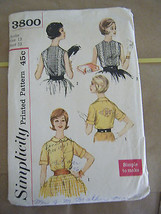 Vintage 1960&#39;s Simplicity 3800 Junior Size Blouses Pattern - Size 13 Bust 33 - £12.57 GBP