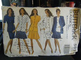 Vintage Butterick 5919 Misses Jacket, Top &amp; Skirt Pattern - Sizes 6/8/10 - £4.72 GBP