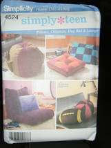 Simplicity Simply Teen 4524 Pillows, Ottoman, Dog Bed  &amp; Lounger Pattern - £8.90 GBP