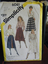 Vintage Simplicity 6081 Misses Skirt in 3 Lengths Pattern - Size 10 Waist 25 - £6.88 GBP
