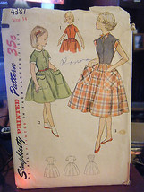 Vintage Simplicity 4387 Girl's Dresses Pattern - Size 14 Chest 32 - $13.78