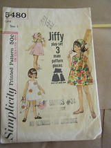 Vintage 1960&#39;s Simplicity 5480 Girl&#39;s Dress, Panties &amp; Scarf Pattern - S... - £10.50 GBP