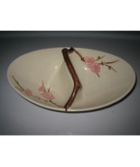 Vintage Handpainted Divided Basket Dish w/Raised Flowers &amp; Ceramic Twig ... - £27.21 GBP