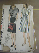 Vintage 1940&#39;s Simplicity 1305 Misses Dresses Pattern - Size 14 Bust 32 - $24.03