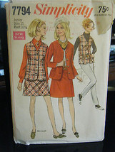 Simplicity 7794 Junior Size Skirt, Mini-Skirt, Jackets Pattern Sz 11 Bus... - $7.55
