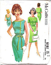 Vintage 1960's McCall's Misses 6187 Dress Pattern - Size 12 Bust 34 - $12.47