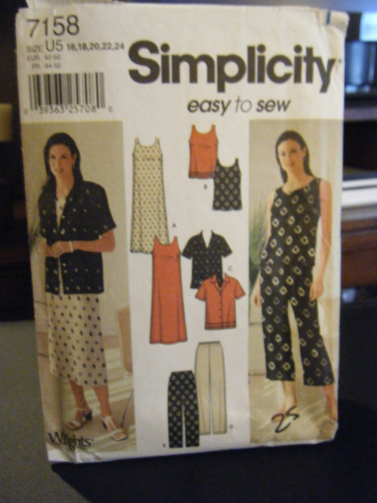 Primary image for Simplicity 7158 Dress, Top, Shirt & Pants in 2 Lengths Pattern - Size 16 & 18