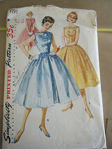 Vintage 1950's Simplicity 1191 Misses Dresses Pattern - Size 12 Bust 30 - £8.89 GBP