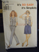Vintage Simplicity 8878 Misses Pants, Shorts, Lined Vest Pattern - Size 8-14 - £5.04 GBP