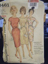 Simplicity 3461 Junior Size Proportioned Fit Dress Pattern - Size 11 Bust 31 1/2 - $9.00