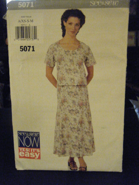Primary image for Butterick See & Sew 5071 Misses Top & Skirt Pattern - Size XS/S/M