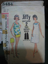 Vintage Simplicity 5484 Jiffy Dress, Top & Shorts Pattern - Size 10 Bust 31 - $7.55