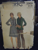 Vintage Butterick 3909 Misses Dress, Top &amp; Pants Pattern - Size 14 - $6.81