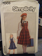 Vintage Simplicity 7003 Girl's Jumper & Blouse Pattern - Sizes 8/10/12 - $10.64
