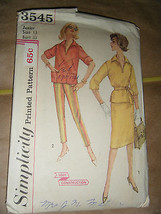 Vintage 1961 Simplicity 3545 Misses Top, Skirt &amp; Pants Pattern-Size 13 B... - £8.92 GBP