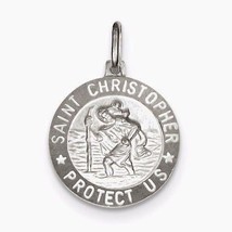Saint Christopher Medal Pendant Real Solid .925 Sterling Silver - £51.06 GBP