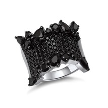 Pure 925 Sterling Silver Ring for Women New Arrival Party Natural Black Spinel F - £59.63 GBP